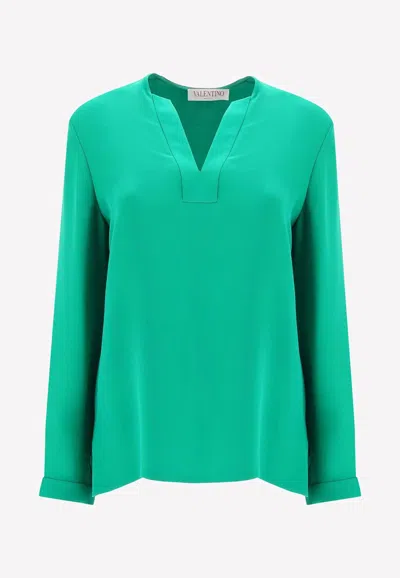 Valentino V-neck Silk Blouse