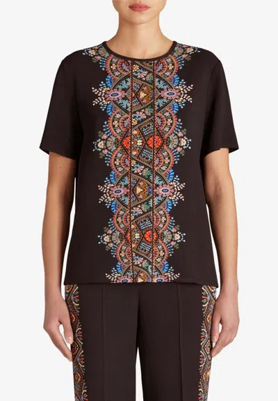 Etro Floral Paisley Printed Top In Black