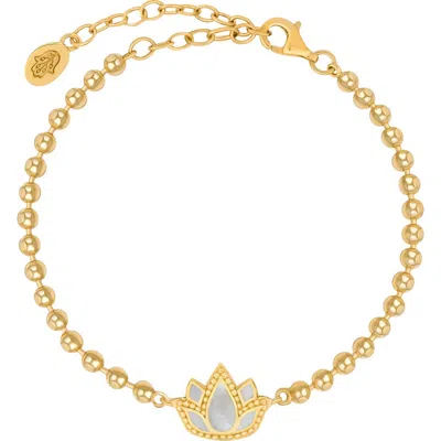 Karma And Luck Delicate Karma Lotus Mother Of Pearl Bracelet