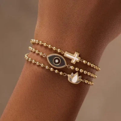 Karma And Luck Delicate Karma Lotus Mother Of Pearl Bracelet