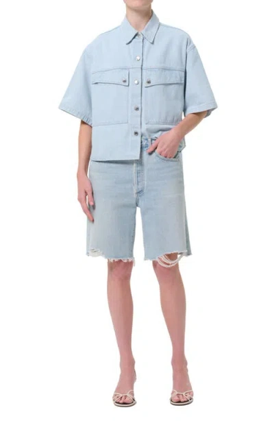 Agolde '90s Long Cutoff Denim Shorts