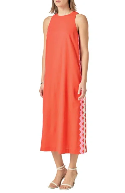 English Factory Rickrack Trim Sleeveless Midi Dress