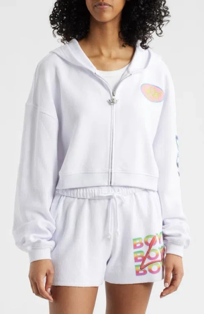 Boys Lie Alex Gotta Jet Crop Cotton Terry Graphic Zip Hoodie