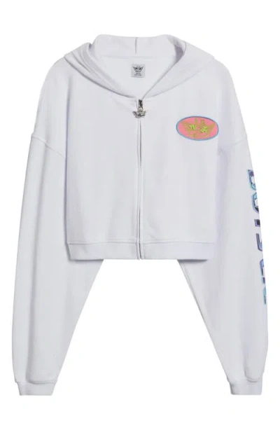 Boys Lie Alex Gotta Jet Crop Cotton Terry Graphic Zip Hoodie