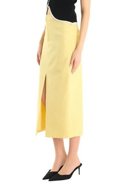 Endless Rose Front Slit Linen Blend Midi Skirt