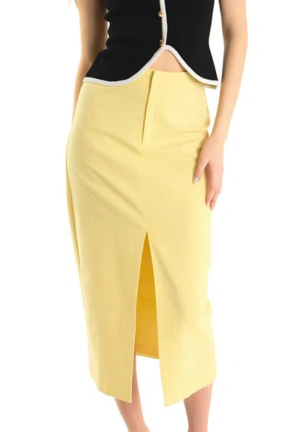 Endless Rose Front Slit Linen Blend Midi Skirt