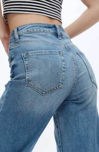 Bayeas Raw Hem Mid Rise Wide Leg Jeans