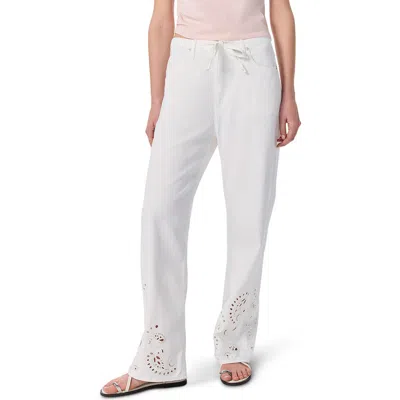Rag & Bone Ultra Featherweight Phoebe High Rise Drawstring Jeans In White Eyelet