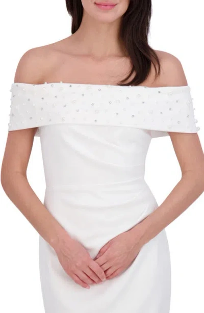 Eliza J Embellished Off The Shoulder Cocktail Midi Dress
