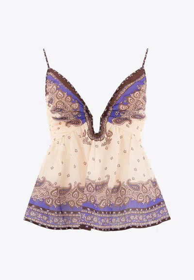 Zimmermann Maxine Plunge Cami Tops Purple