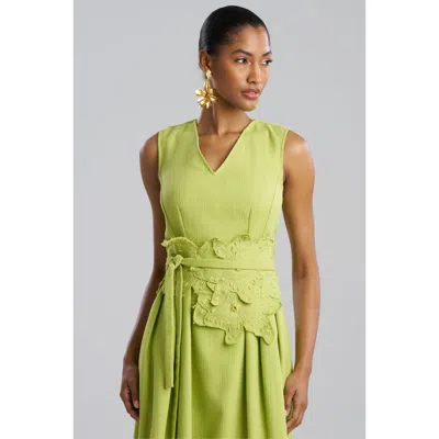 Natori Basketweave Obi Belt With Embrodiery