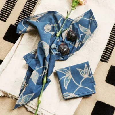 Studio Variously Folio Indigo Handcrafted Shibori Cotton Table Napkins