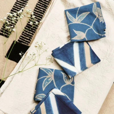 Studio Variously Folio Indigo Handcrafted Shibori Cotton Table Napkins
