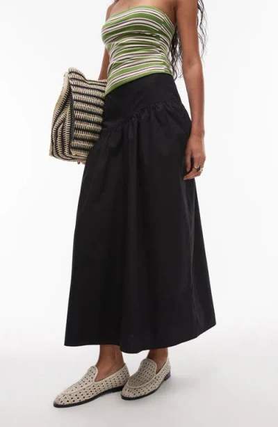 Topshop Cotton Poplin Maxi Skirt