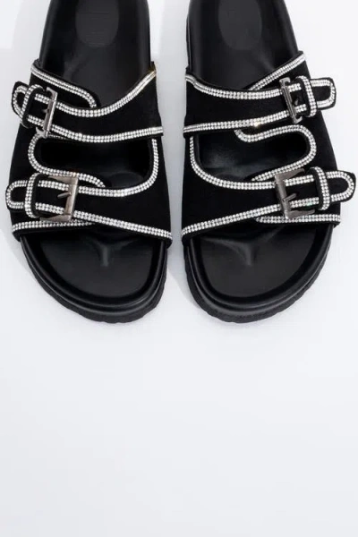 Forever & Always Shoes Allen Rhinestone Leather Slide Sandal