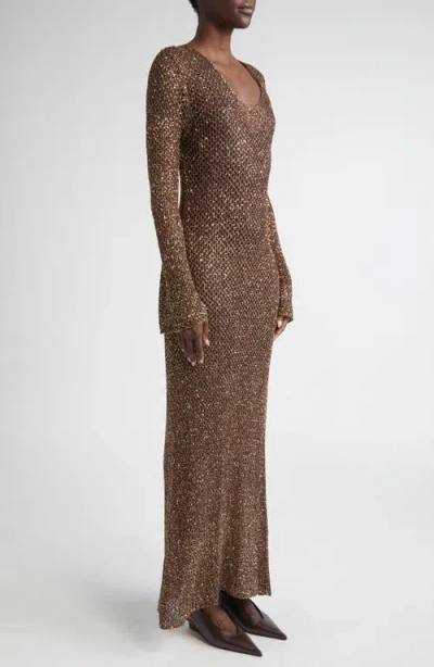 Altuzarra Ozzie Long Sleeve Sequin Maxi Sweater Dress