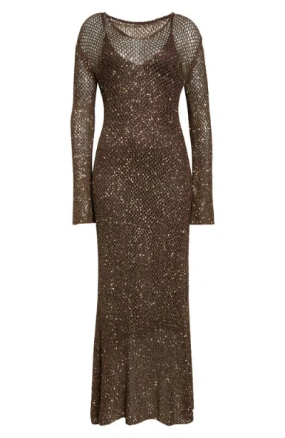 Altuzarra Ozzie Long Sleeve Sequin Maxi Sweater Dress