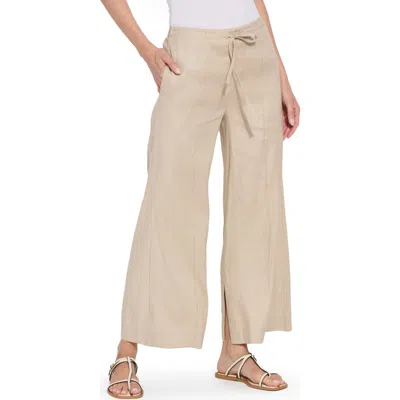 Lyssé Nixie Drawstring Linen Blend Wide Leg Pants In Neutral