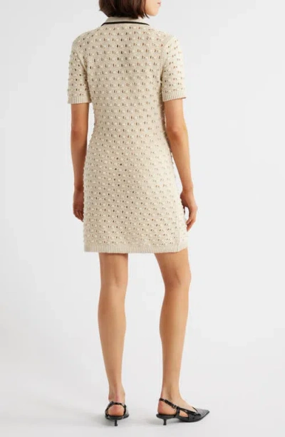 Frame The Bauble Piped Open-knit Cotton Mini Dress