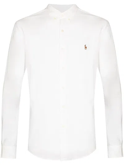 Polo Ralph Lauren Slim Fit White Cotton Shirt With Embroidered Logo