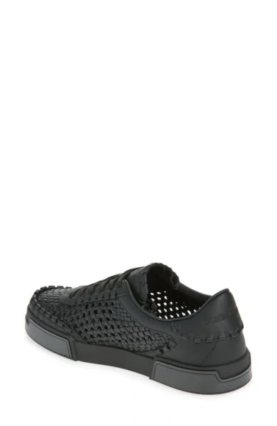 Dolce & Gabbana Round Toe Leather Low Top Sneakers
