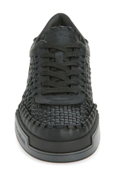 Dolce & Gabbana Round Toe Leather Low Top Sneakers