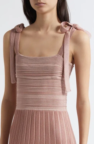 Zimmermann Lucky Tie Shoulder Metallic Rib Maxi Dress
