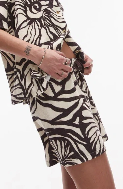 Topshop Floral Terry Drawstring Shorts