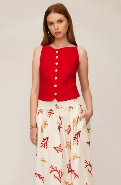 Fifteen Twenty Elis Sleeveless Button Up Linen Top