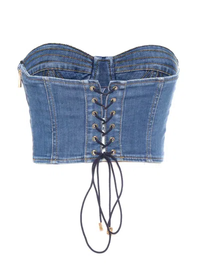 Elisabetta Franchi Denim Bustier Top