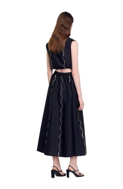 Sandro Long Rhinestone Skirt
