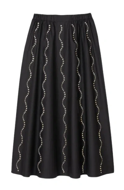 Sandro Long Rhinestone Skirt