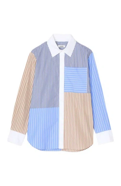 Sandro Poplin Stripe Patchwork Shirt