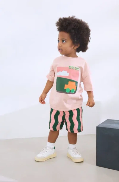 Next Kids' Truck Cotton Graphic T-shirt & Stripe Shorts Set