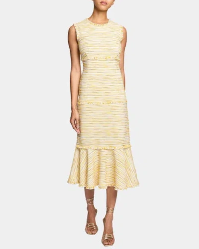 Santorelli Andi Sleeveless Fit And Flare Sheath Dress In Lightweight Cotton Tweed