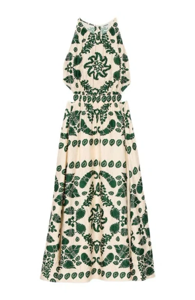 Sandro Womens Naturels Leaf-print Sleeveless Woven Maxi Dress