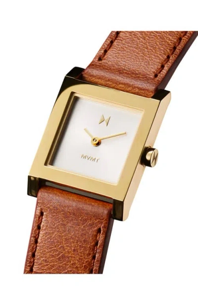 Mvmt Marquee Square Leather Strap Watch, 22mm