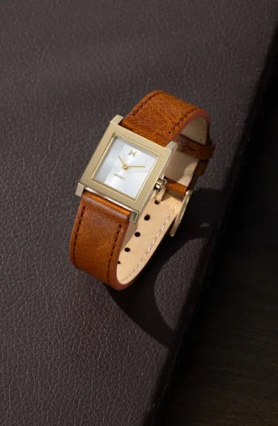 Mvmt Marquee Square Leather Strap Watch, 22mm