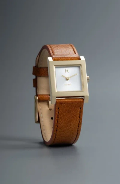 Mvmt Marquee Square Leather Strap Watch, 22mm