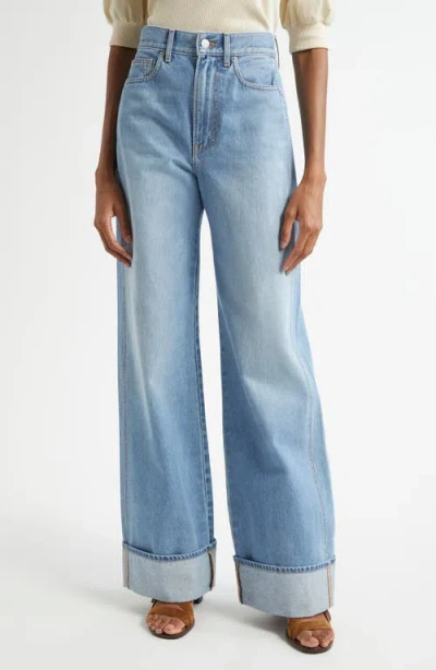 Veronica Beard Taylor High Rise Wide Leg Jeans In Bright Nova