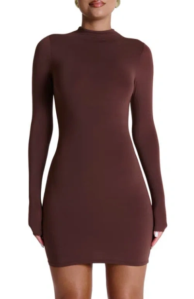 Naked Wardrobe Leopard Print Long Sleeve Body-con Minidress