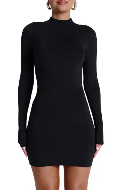 Naked Wardrobe Long Sleeve Mock Neck Minidress