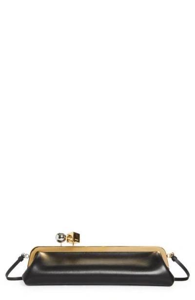 Jacquemus Womens Black La Pochette Salon Leather Clutch Bag