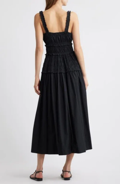 Doen Marianne Shirred Organic Cotton-poplin Midi Dress