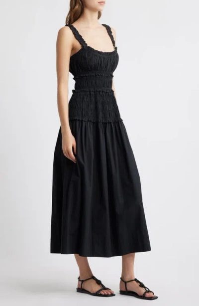 Doen Marianne Shirred Organic Cotton-poplin Midi Dress