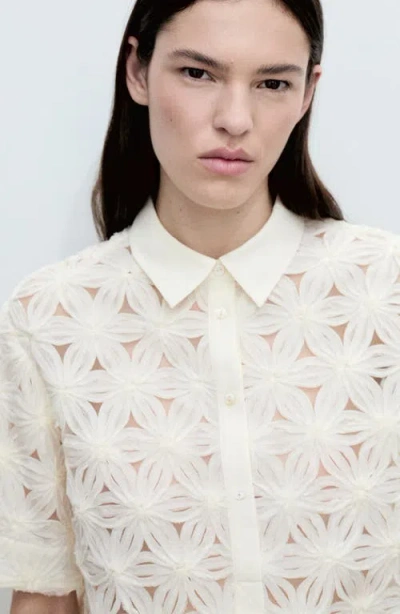 Mango Floral Open Stitch Shirt