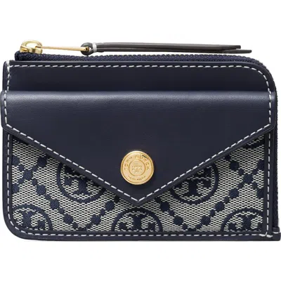 Tory Burch T Monogram Jacquard & Leather Envelope Zip Card Case