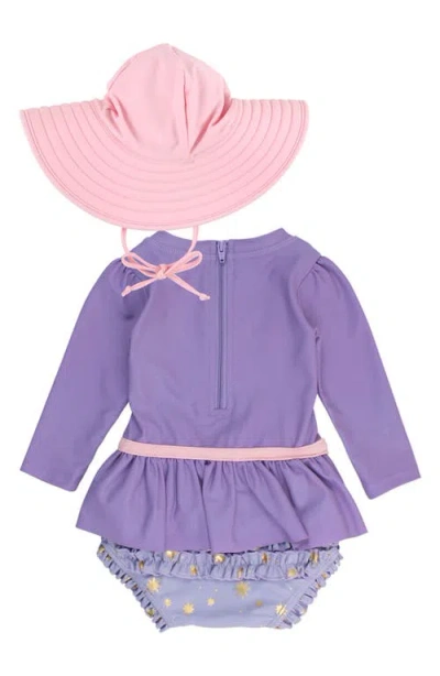 Rufflebutts Princess One-piece Rashguard Swimsuit & Sun Hat Set