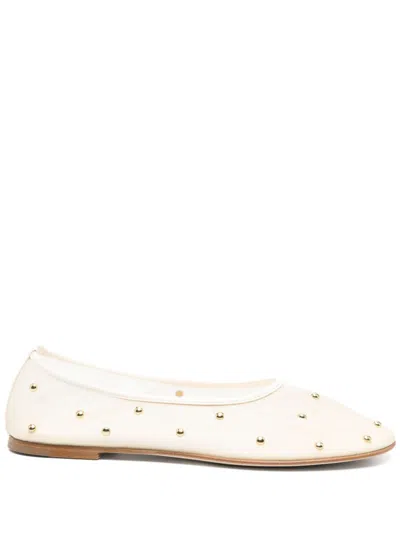 Dear Frances Mesh Stud-detail Balla Ballet Flats In Neutral