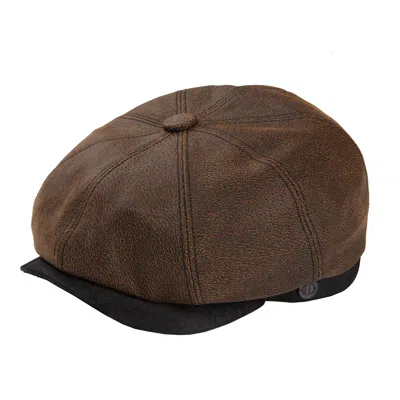 Dasmarca Hats Brown Oliver Rust Leather Bakerboy Newsboy Peaky Cap For Men